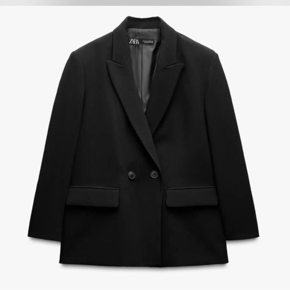 Zara Women's Classic Black Blazer oversized boyfriend XS suit